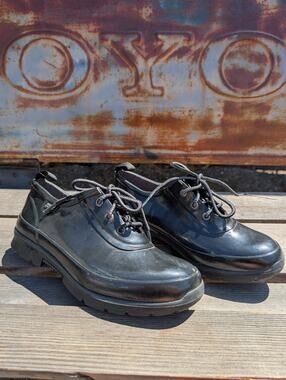 Bogs Black Waterproof Lace-Up Rain Boots Shoes Size 8